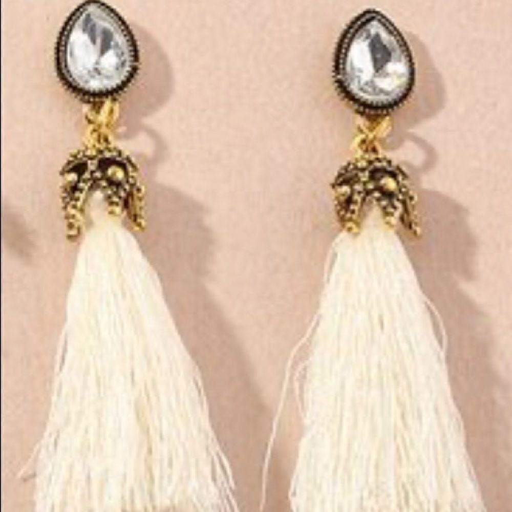 Earrings BOHO Tassel Rhinestone effect